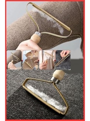 Mabeyn Ae Market Ahşap Saplı Metal Uçlu Kazak - Elbise - Halı Tüyü Temizleme Çift Taraflı Tüy Tiftik Toplayıcı