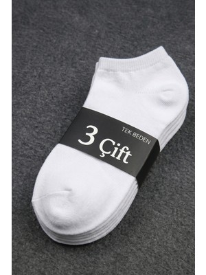 Lykos 3'lü Paket Unisex Pamuklu Beyaz Patik Çorap - Terletme ve Iz Yapmayan Patik Çorap