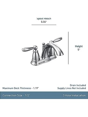Mabeyn 6610BN Brantford Brushed Nickel Two-Handle High Arc Bathroom Faucet With Drain Assembly, Brushed Nickel