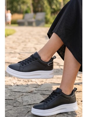 In Step Mcqueen Unısex Siyah Günlük Spor Ayakkabı - Yüksek Tabanlı Comfort Sneaker