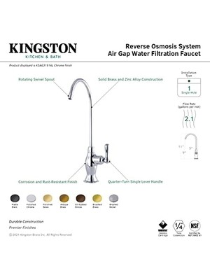 Mabeyn KSAG3198AL Restorasyon Su Filtrasyon Musluğu, Fırçalanmış Nikel, 2 x 4,75 x 10,94