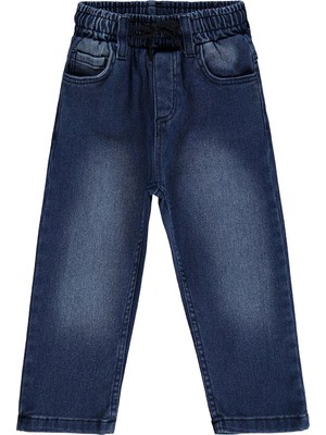 Civil Boys Beli Lastikli Jogger Pantolon Kot Mavi 2-5 Yaş Erkek Çocuk Düz Kesim Dokuma Kumaş