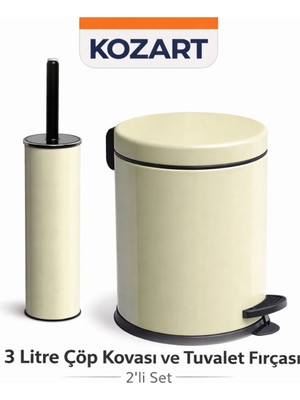 PremiumPort Pembe 3 Litre Çöp Kovası ve Wc Fırça 2'li Banyo Seti