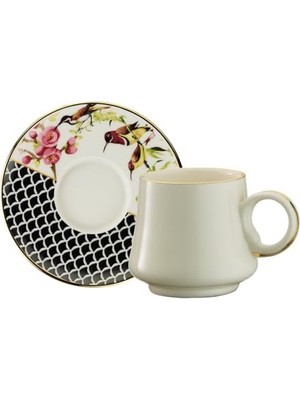 Mabeyn Sandro Moreno 1453 Tropikal Double Yüzük Gold 12 Parça Altı Kişilik Kahve Fincan Takımı 120 ml