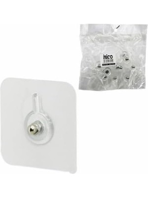 Mabeyn Şeffaf Yapışkanlı Plastik Askı, Tek Düğme Mika Kristal, Pvc Montaj, 10 Adet