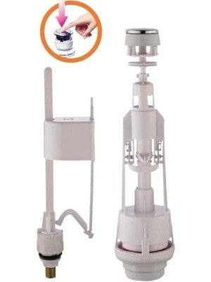 Mabeyn Rezervuar Iç Takımı – Sessiz Doldurma, Krom Basmali Sifon Mekanizması, Su Tasarruflu Klozet Iç Takım Seti