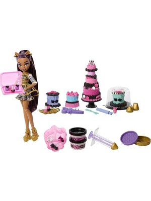 Mabeyn Monster High Havalı Doğum Günü Pasta Seti ve Clawdeen Wolf Bebek, Pasta Kreması ve Süsleme Şırıngası Gibi 20'den Fazla Aksesuar Içeren Pasta Süsleme Temalı Oyun Seti, JBG78