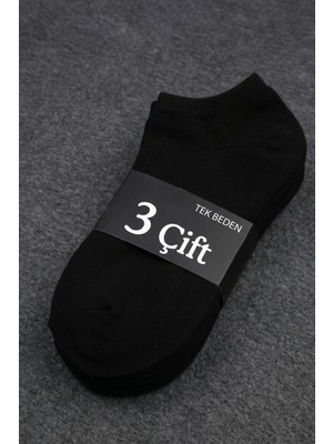 Lykos 3'lü Paket Unisex Pamuklu Siyah Patik Çorap - Terletme ve Iz Yapmayan Patik Çorap