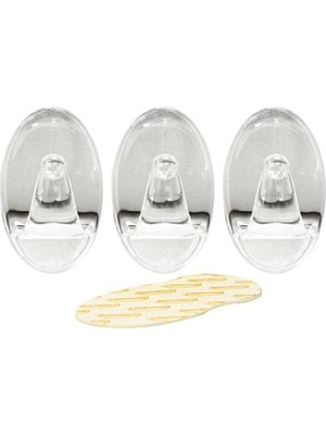 Mabeyn 61318 3pc Transparent Removable Adhesive Hook,
