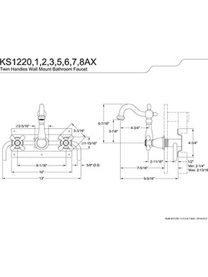 Mabeyn KS1228AX 20,32 cm Merkez Duvara Monte Gemi Lavabo Musluğu, Nikel, 10,16 cm Ağız Erişiminde