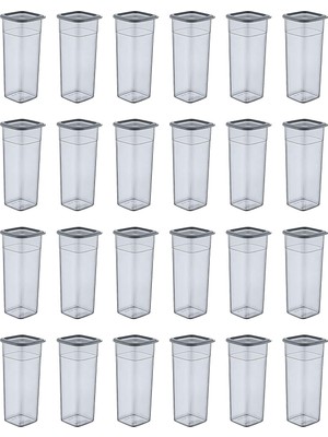 Mabeyn Smartware 24'lü Set Skali Kare Saklama Kabı Antrasit 2140 ml