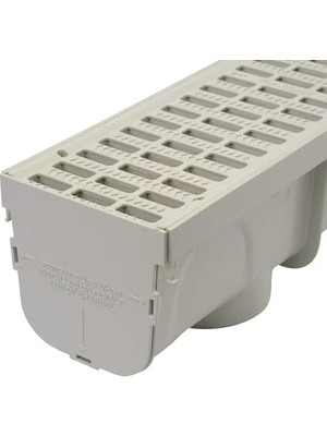 Mabeyn Nds 5 Inç Pro Serisi Tahliye Kiti, 5-1/2 Inç x 39-3/8 Inç Derin Profil Kanalı, Uç Kapakları/çıkışı, Gri Plastik Izgaralar