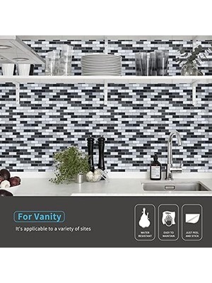 Mabeyn ART3D Tabakalar ve Çıkartma Backsplashes Fayans Mutfak Duvar Stikers, 6 Adet, Vinil, A 01, 12IN x 12IN
