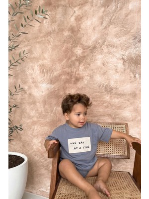 Cigit One Day At A Time Aplikeli T-Shırt 2-10 Yaş Pastel Mavi