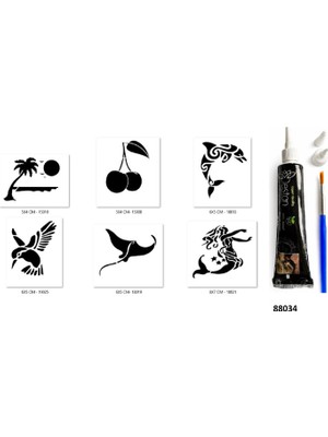 Airbrush Tattoo Yunus Kiraz Hint Kınasıyla Geçici Dövme Seti