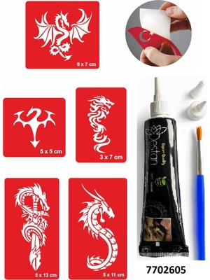 Enhavalı Dragon Hint Kınası ile Geçici Dövme Yapma Seti