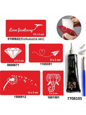 Enhavalı Elmas ve Fil Desenleri Hint Kınası ile Geçici Dövme Yapma Seti
