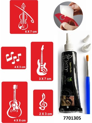 Enhavalı Müzik Gitar Desenleri Hint Kınası ile Geçici Dövme Yapma Seti