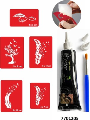 Enhavalı Tüy ve Ağaç Desenleri Hint Kınası ile Geçici Dövme Yapma Seti