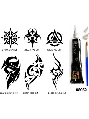 Airbrush Tattoo Tribal Kol Bacak 6 Adet Şablon ve Hint Kınası Geçici Dövme Seti