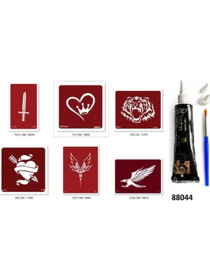 Airbrush Tattoo Kılıç Kalp Hint Kınasıyla Geçici Dövme Seti