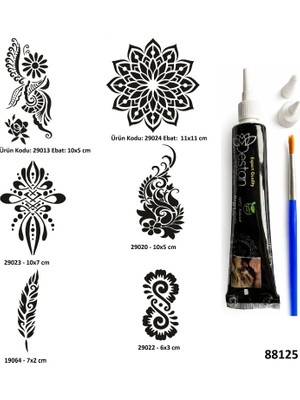 Airbrush Tattoo Kadın Sembolleri Siyah Hint Kınası  Geçici Dövme Yapma Seti