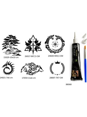 Airbrush Tattoo Hayat ve Sonsuz Döngü 6 Adet Şablon ve Hint Kınası Geçici Dövme Seti