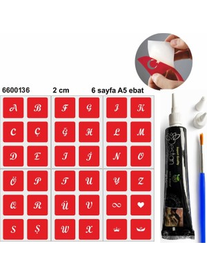 Enhavalı Kare Harfler Hint Kınası ile Geçici Dövme Yapma Seti
