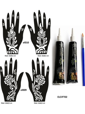 Airbrush Tattoo Güllü Desenler El Üstü Hint Kınasıyla Geçici Dövme Yapma Seti  Siyah Renk