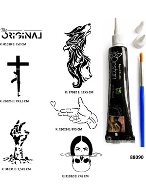 Airbrush Tattoo Savaş ve Zombi Hint Kınasıyla Geçici Dövme Yapma Kiti