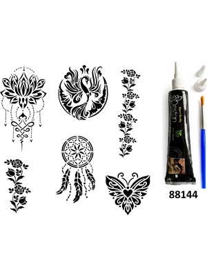 Airbrush Tattoo Zarif Kadınlar Hint Kınasıyla Geçici Dövme Yapma Seti