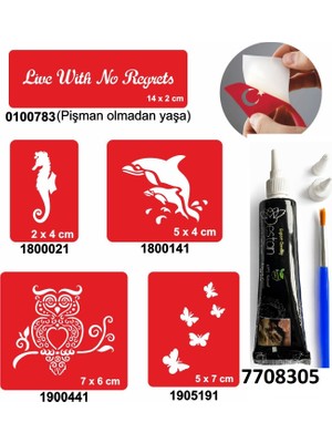 Enhavalı Kuş ve Balık Desenleri Hint Kınası ile Geçici Dövme Yapma Seti
