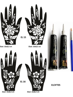 Airbrush Tattoo Menekşe Desenler El Üstü Hint Kınasıyla Geçici Dövme Yapma Seti  Siyah Renk