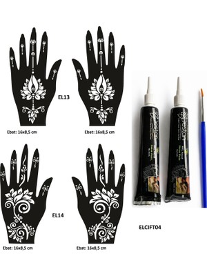 Airbrush Tattoo Lotus Desenler El Üstü Hint Kınasıyla Geçici Dövme Yapma Seti Siyah Renk