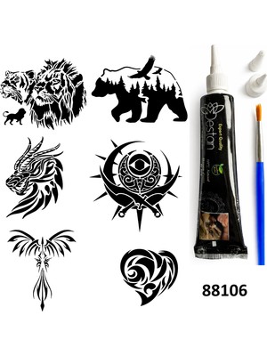 Airbrush Tattoo Doğa Modelleri Hint Kınasıyla Geçici Dövme Yapma Kiti