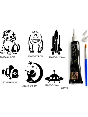 Airbrush Tattoo Çocuksu Desenler 6 Adet Şablon ve Hint Kınası Geçici Dövme Seti