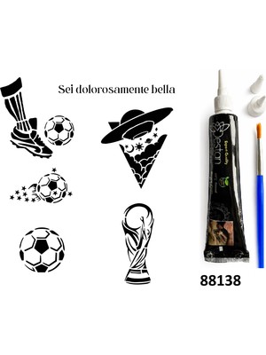 Airbrush Tattoo Futbol Hint Kınasıyla Geçici Dövme Yapma Seti