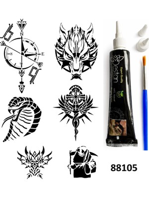 Airbrush Tattoo Pusula Kobra Modelleri Hint Kınasıyla Geçici Dövme Yapma Kiti