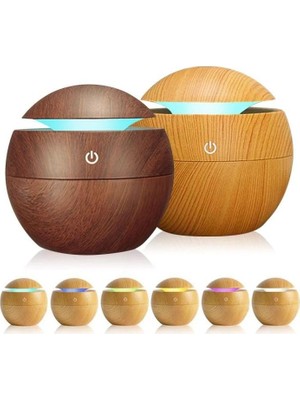 Mabeyn 130 ml Hava Nemlendirici, Uçucu Yağ Aromaterapi Makinesi, Ev, Yatak Odası ve Ofis Için Yedi Renkli Işık ile Aroma Hava Difüzörü (Açık Kahve)