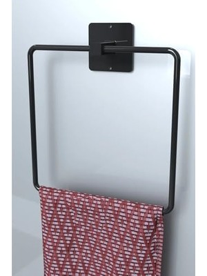 Mabeyn Kare Yapışkanlı Siyah Kare Havluluk Banyo Havlu Kare Pratik Askılık