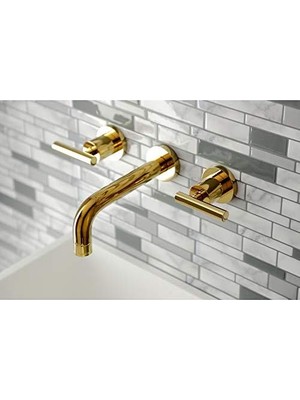 Mabeyn KS8122CML 2 Kollu 8 Inç Duvara Monte Banyo Musluğu, Cilalı Pirinç