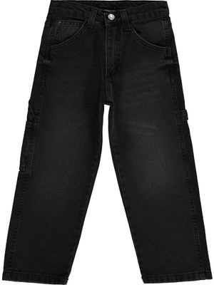 Civil Boys Yan Cepli Baggy Kalıp 10-13 Yaş Pantolon Kot - Siyah