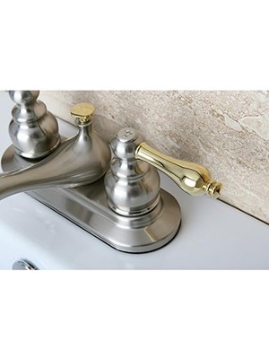 Mabeyn KB609AL Restorasyon 4 Inç Lavabo Bataryası, Fırçalanmış Nikel ve Parlak Pirinç