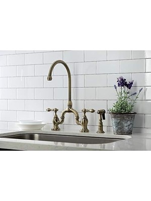 Mabeyn KS7793ALBS Ingiliz Kırsal Köprü Mutfak Bataryası, Antik Pirinç, 34 x 20 x 43 cm