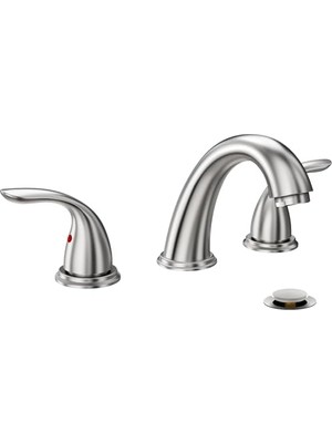 Mabeyn 2 Kulp 3 Delikli Güverte Montajı Fırçalanmış Nikel Yaygın Banyo Bataryası Phiestina Tarafından, Paslanmaz Çelik Açılır Tahliye Tahliyesi, WF008-5-BN