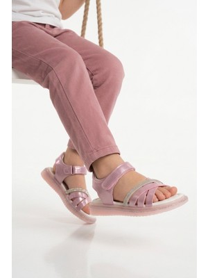 Cool Pembe Yumuşak Taban Hafif Cırtlı Kız Çocuk Sandalet Maya F