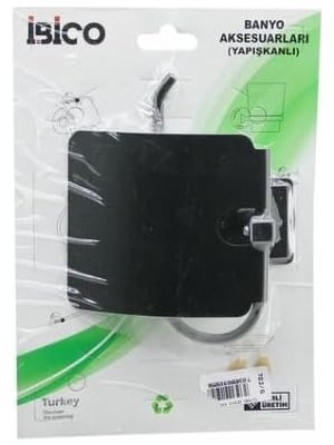 Mabeyn Ibıco Siyah Metal Wc Kağıtlık, Geniş Kapaklı, Yapışkanlı Montaj, Banyo Aksesuarı