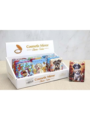Elwes Sevimli Köpek Tasarımıyla Taş Işlemeli Ince El Aynası Dikdörtgen