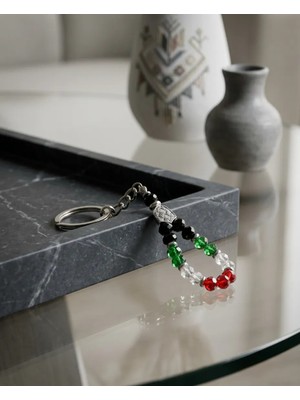 Zaytoon Filistin Bayrak Renkli Kristal Taşlı El Yapımı Anahtarlık Ünisex A300052