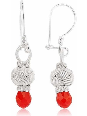 Elwes ​gümüş Kırmızı Taşlı Kazaz Kadın Küpe